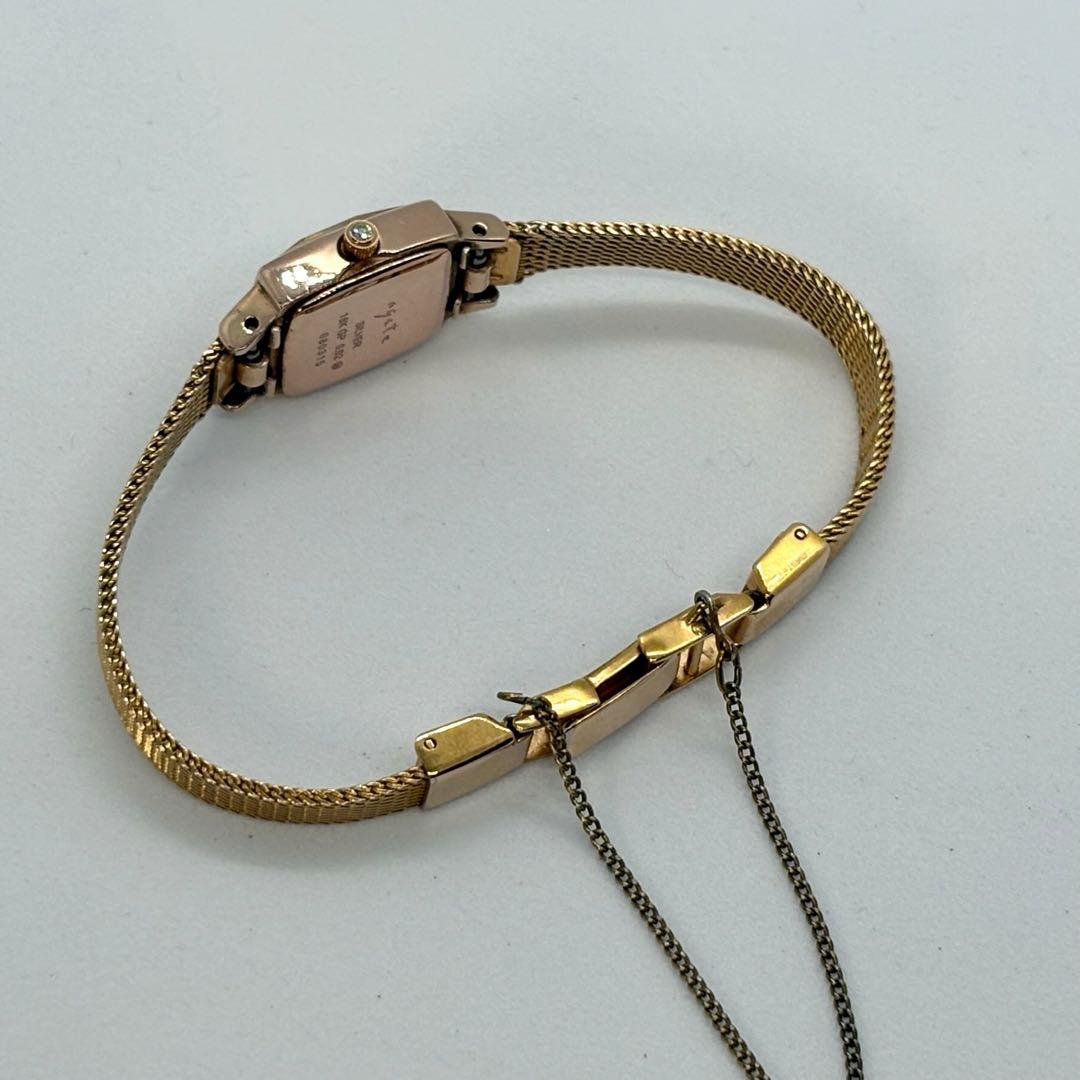 【稼働/新品電池】agete 18KGP クォーツ シェル MOP 0.02ct