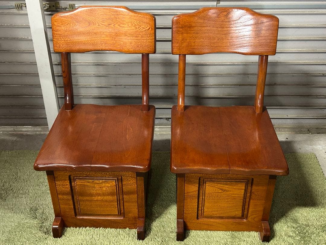 ☆GA216【中古品】 ケヤキの チェア 2点セット 　欅 伝統工芸 石橋武士作