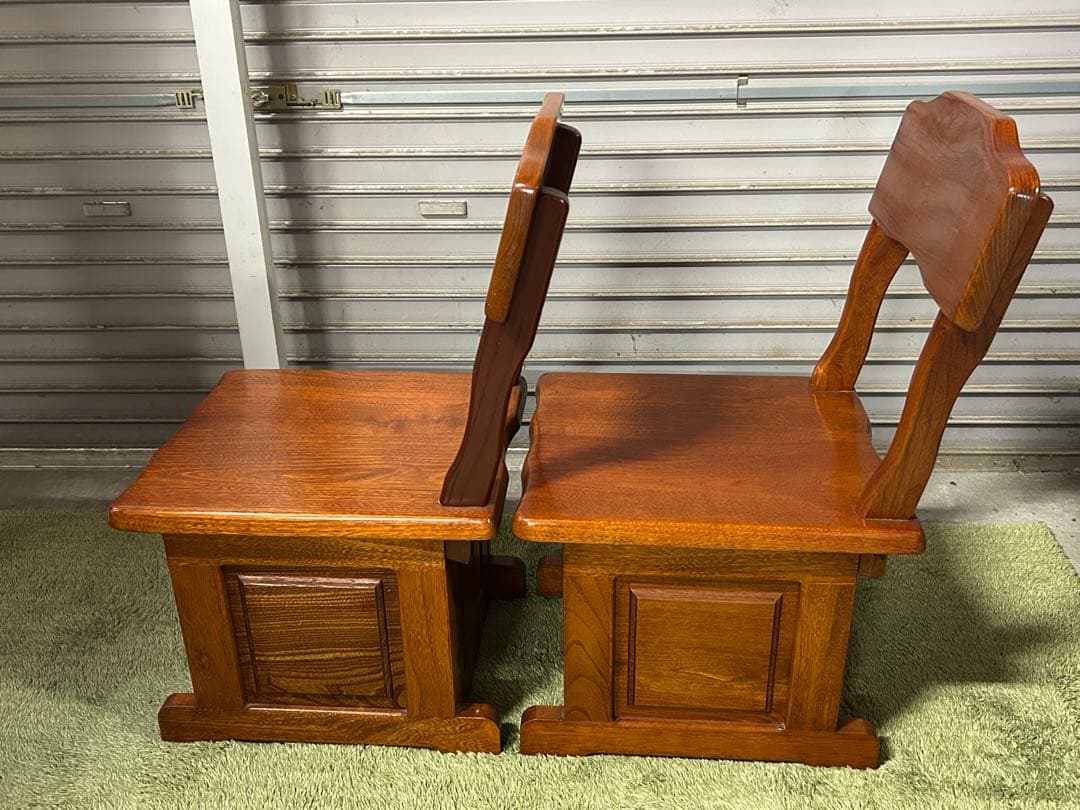 ☆GA216【中古品】 ケヤキの チェア 2点セット 　欅 伝統工芸 石橋武士作