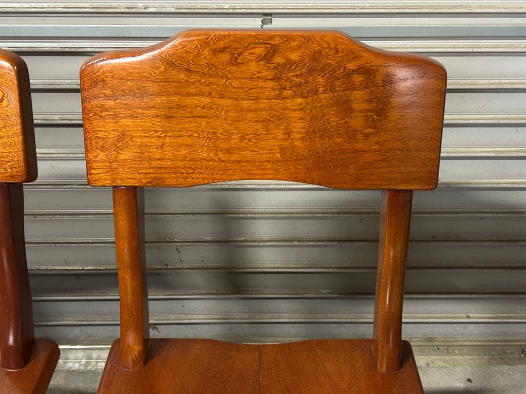 ☆GA216【中古品】 ケヤキの チェア 2点セット 　欅 伝統工芸 石橋武士作