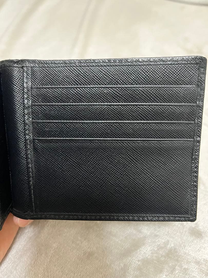 ブラックレザー マネークリップ 二つ折り