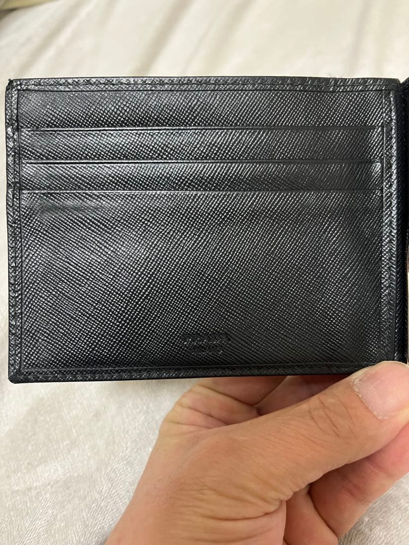 ブラックレザー マネークリップ 二つ折り