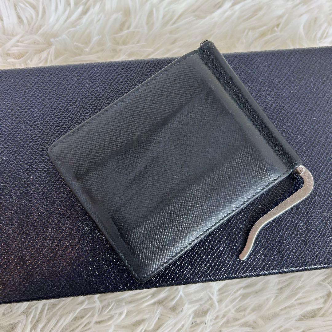 PRADA 二つ折り マネークリップ サフィアーノレザー 黒