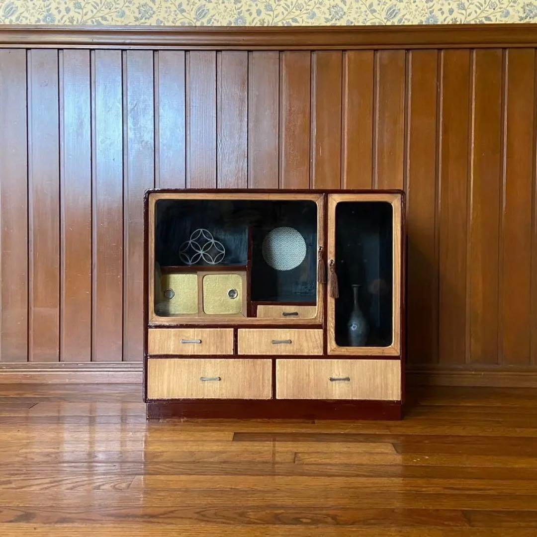 昭和レトロ　飾り棚　茶箪笥　時代家具