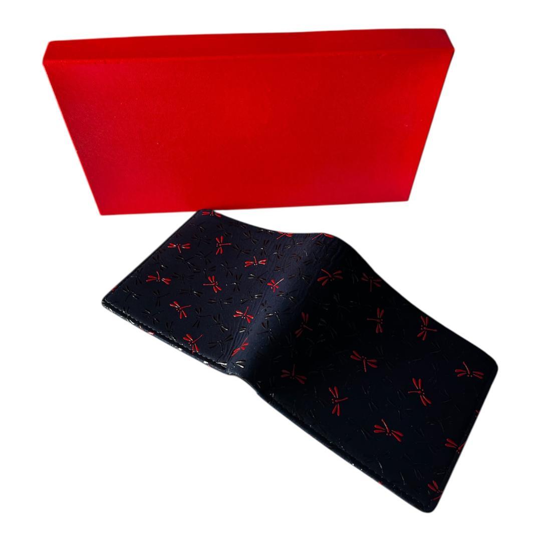 甲州印伝　印傳屋　二つ折り財布　トンボ柄　漆塗り