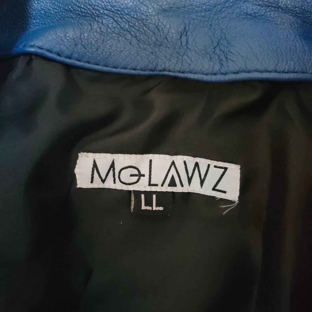 レザージャケット シングルライダース 本革 ラムレザー 羊革 青 XL