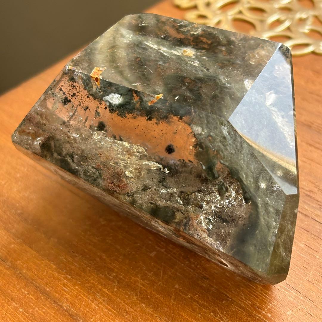 天然石 グリーン四季ガーデンクォーツ フリーフォーム置物285g