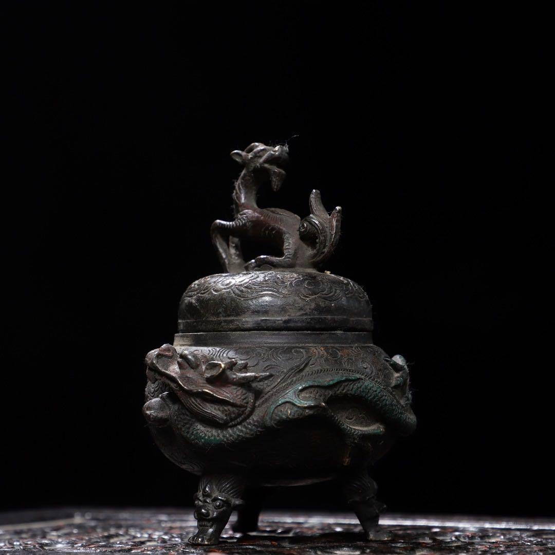 麒麟　香炉　美術品　旧蔵