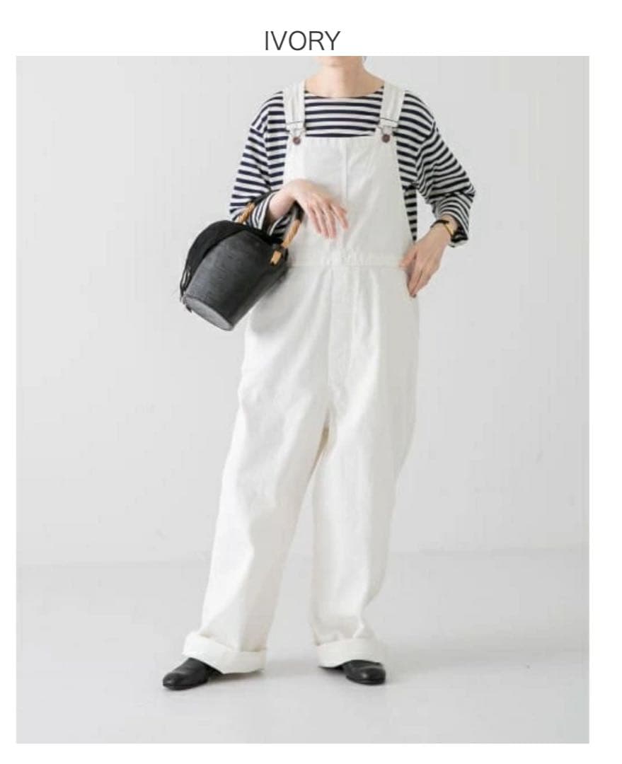 【かぐれ（kagure）】デニムオーバーオール　アイボリー