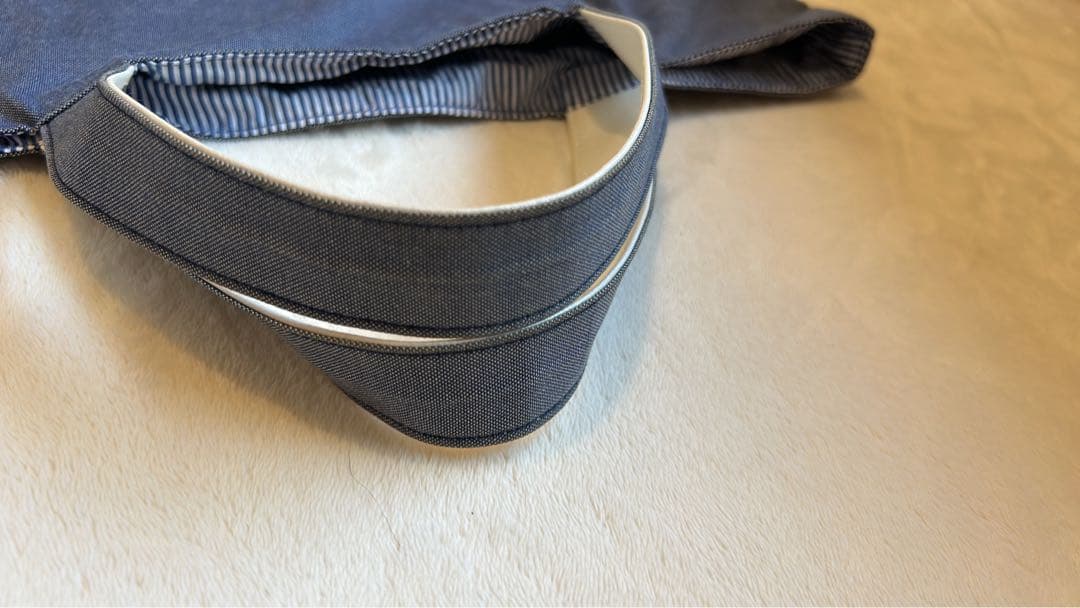 ファミリア 神戸本店限定 マチ付きデニムバッグ 70周年 青デニム