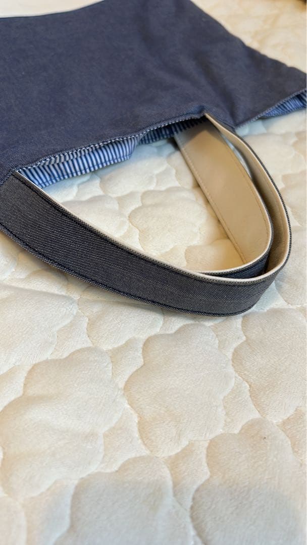 ファミリア 神戸本店限定 マチ付きデニムバッグ 70周年 青デニム