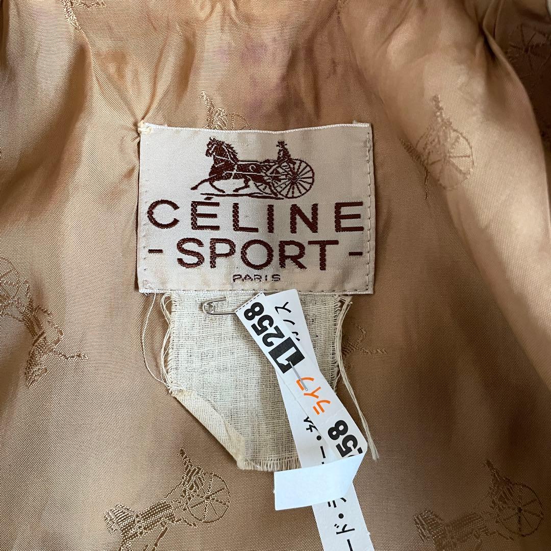 美品　セリーヌ　トレンチコート　馬車金具　金ボタン　ベルト　ベージュ　M相当