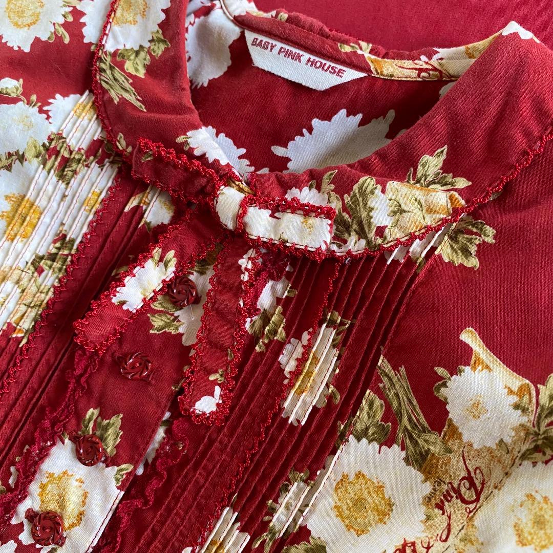 ベビーピンクハウス　フラワープリントワンピース・ハット2点セット