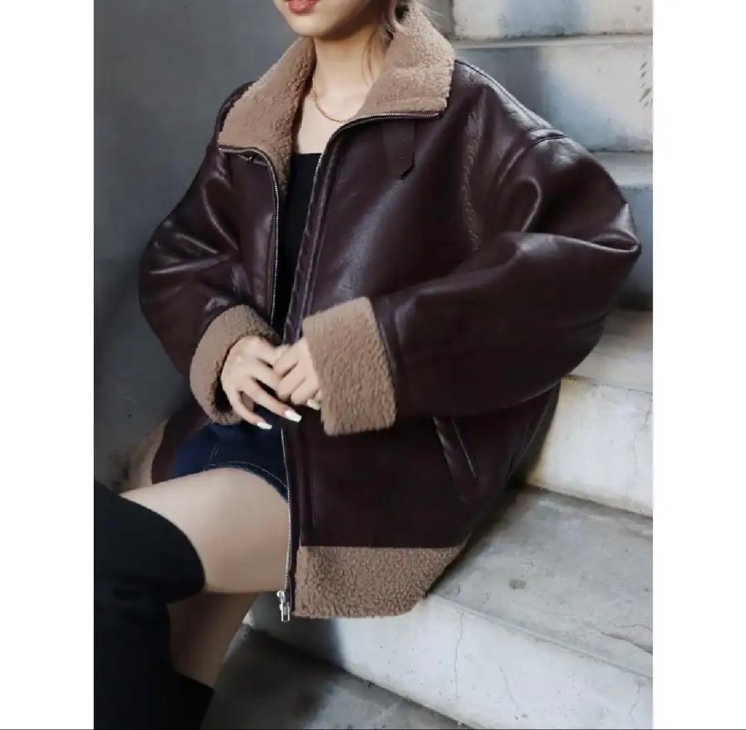 ボルドー　オーバーサイズ レザージャケット　evris