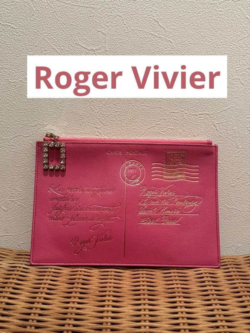Roger Vivierポーチ マルチケース レザー ピンクビジュー クリスタル