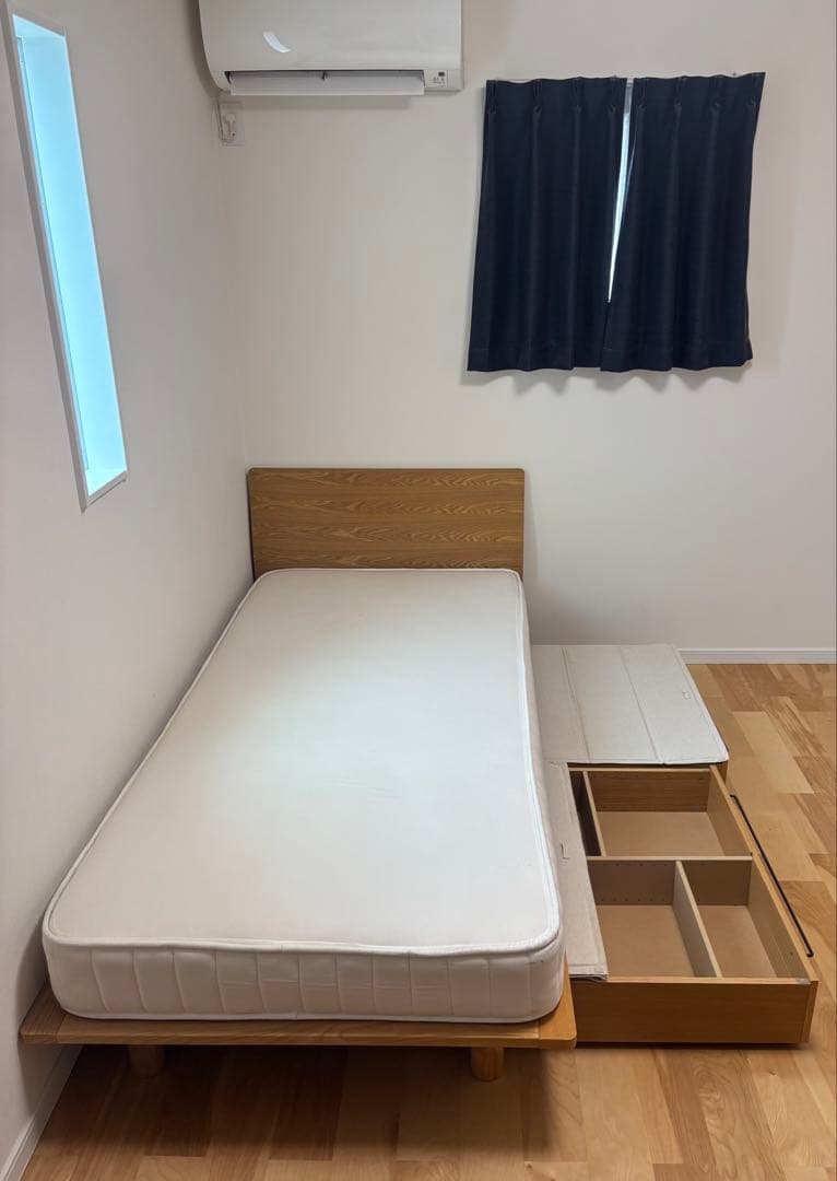 無印良品　旧タイプ　木製シングルベッド 引き出し収納付き