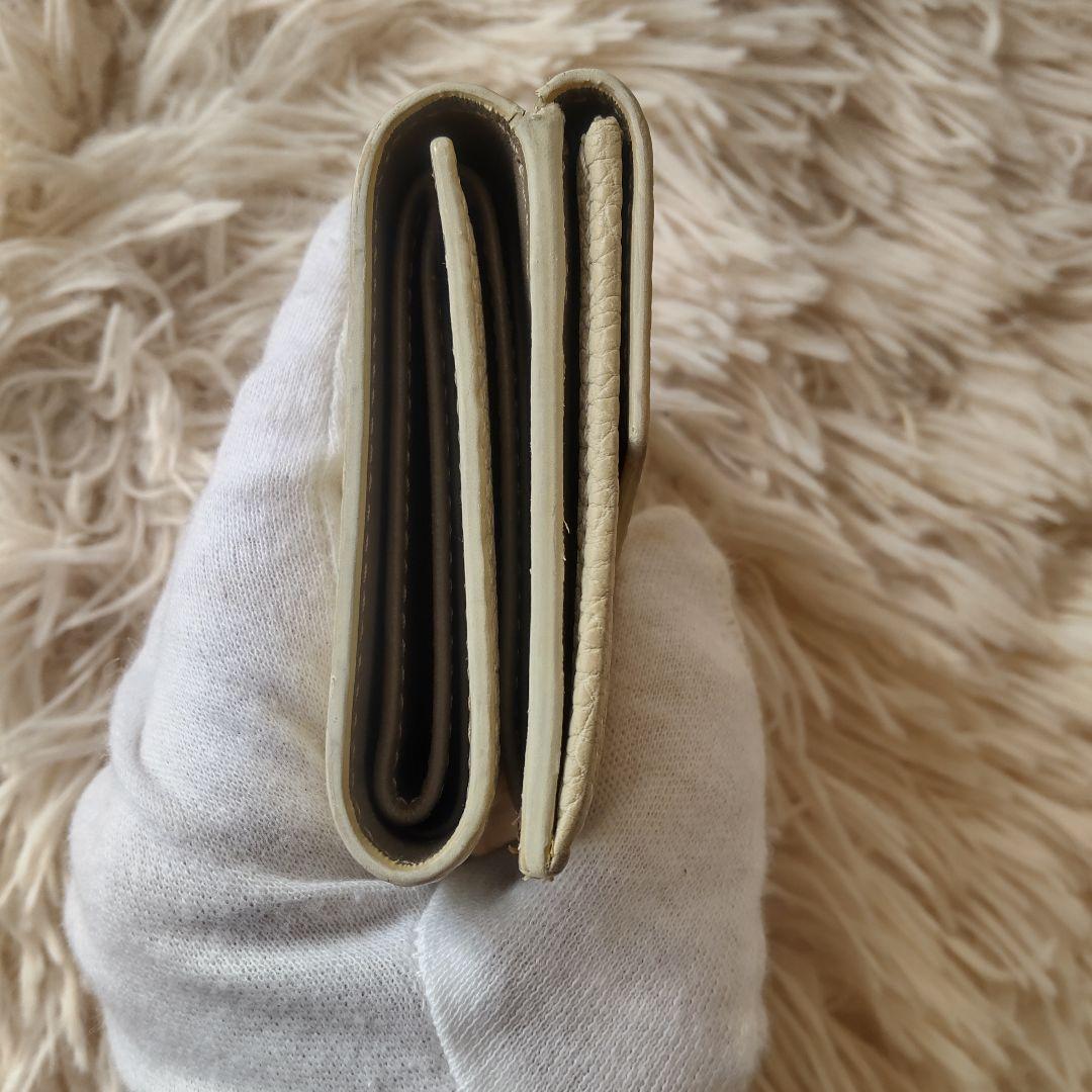 極美品✨ボナベンチュラ 三つ折り財布 オフホワイト バイカラー