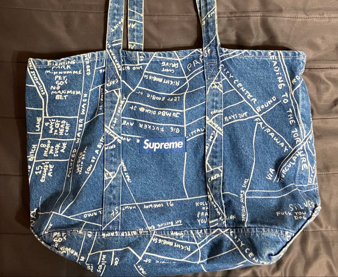 supreme トートバッグ　デニム　Gonz Map Denim 値下げ不可