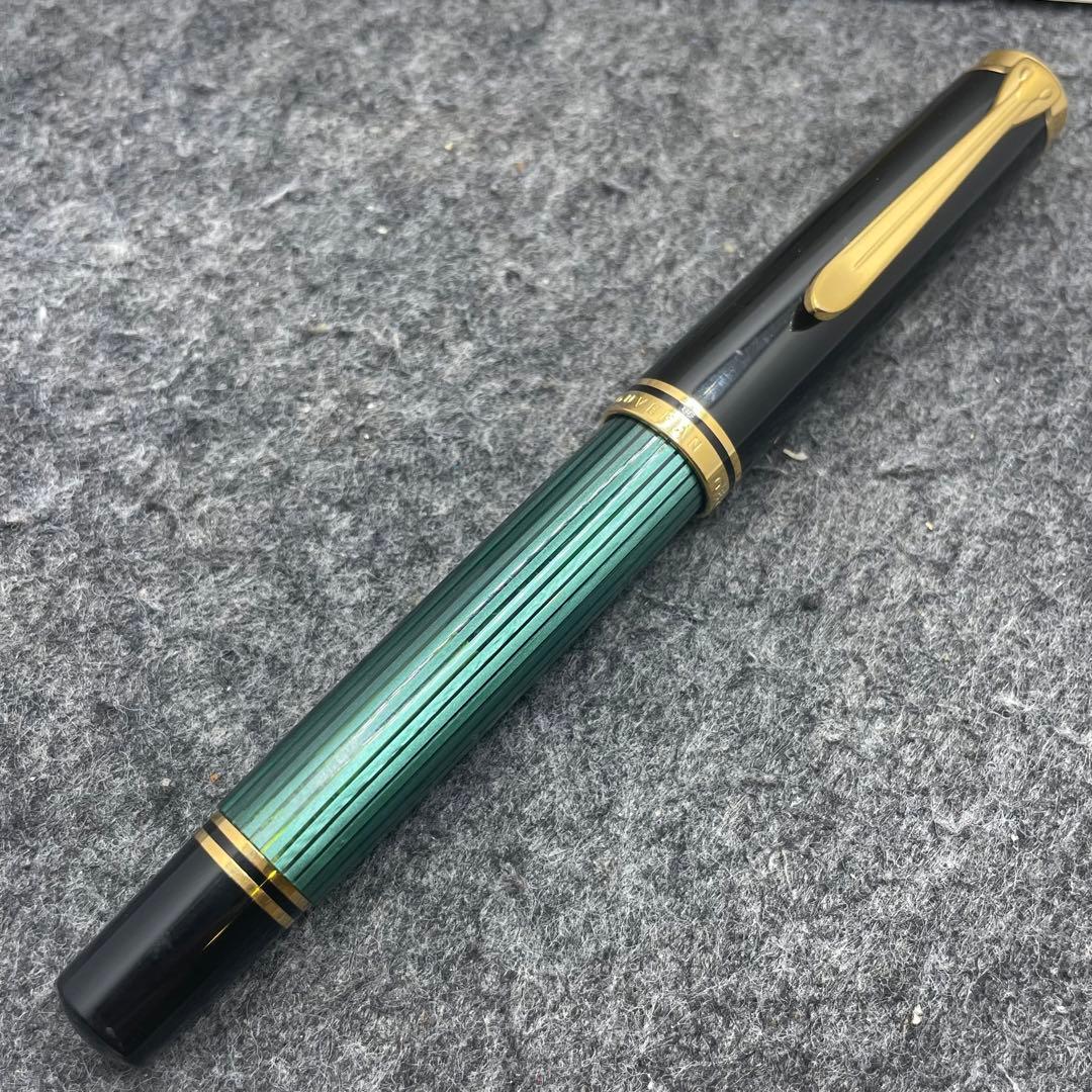 ★PE593□ペリカン スーベレーン M800 万年筆 緑縞 美品
