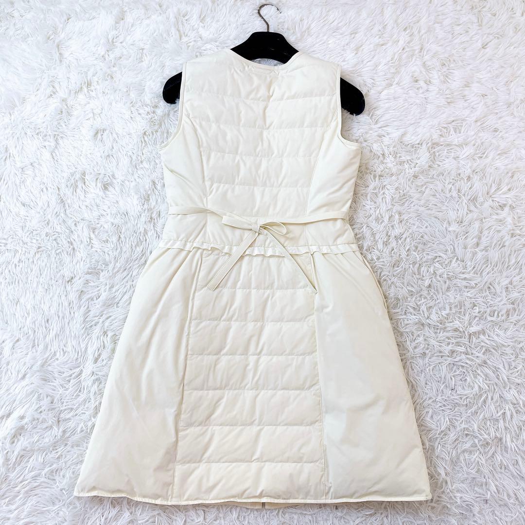 【美品】 エムズグレイシー ロングダウンベスト ジレ 36 M アイボリー