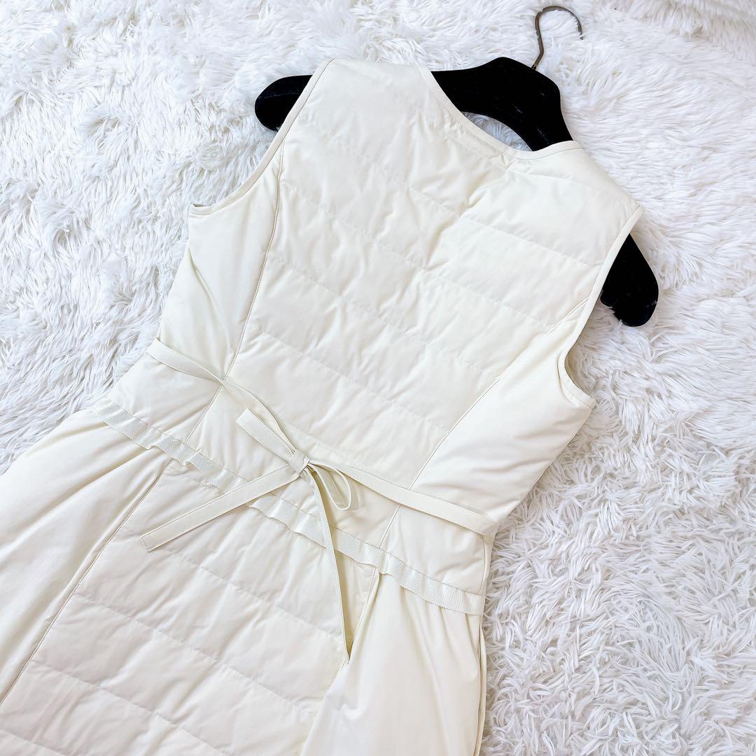 【美品】 エムズグレイシー ロングダウンベスト ジレ 36 M アイボリー