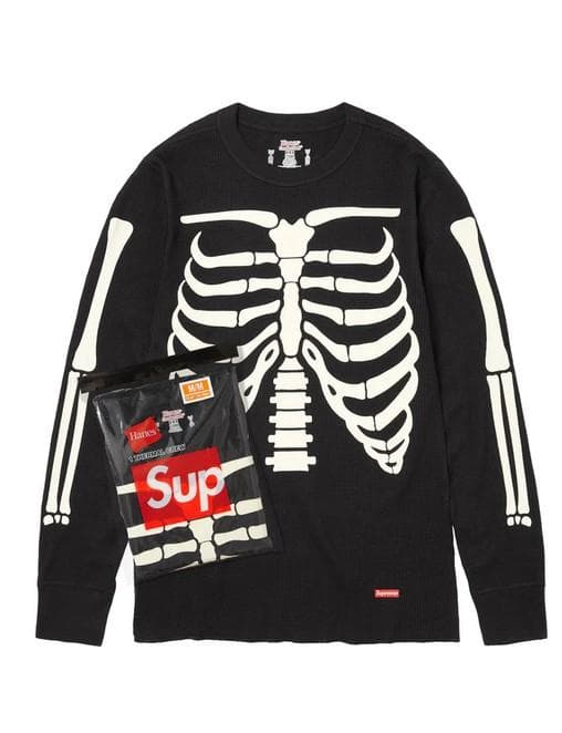 【黒・S 】Supreme Hanes Bones Thermal Crew