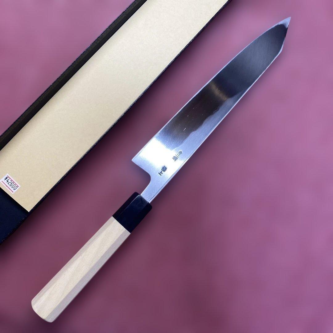 青二鋼　勘所切付特製万能和包丁　240㎜ 8寸
