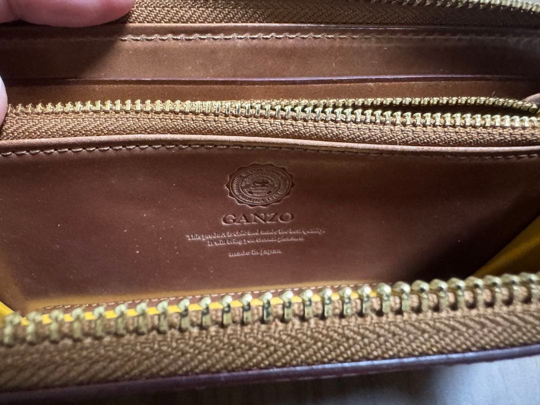 【最終値下げ】GANZO シェルコードバン2 ラウンドファスナー長財布ナチュラル