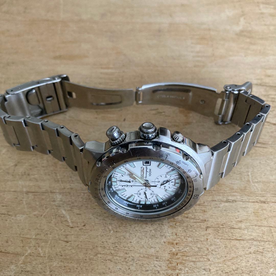 希少品　SEIKO セイコー クロノグラフ100m 白文字盤　7T32-6N10