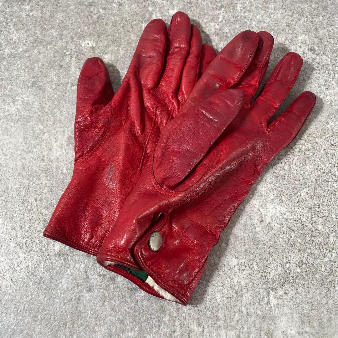 Paul Harnden グローブ　手袋　本革　レザー　ファー　赤