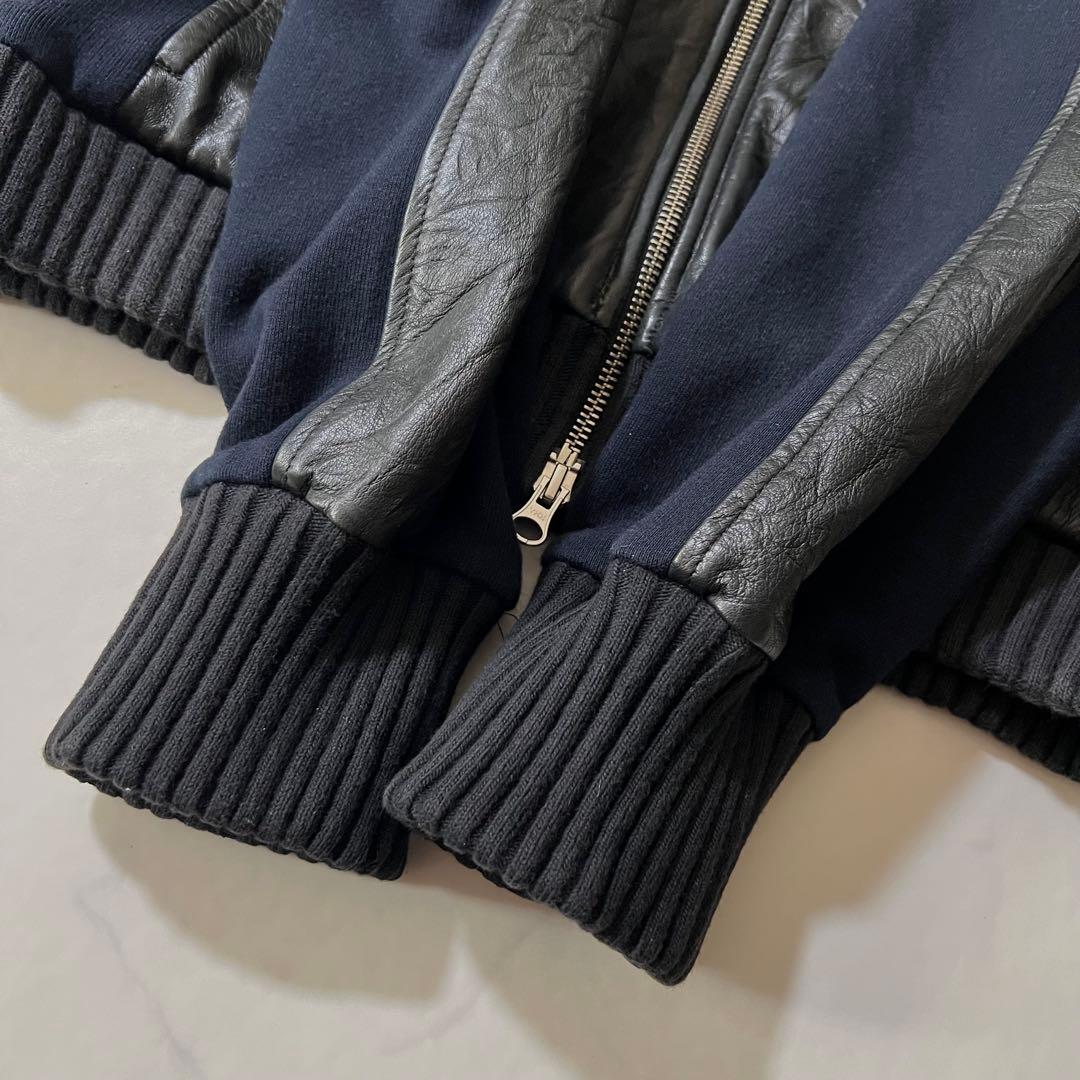 ドルチェアンドガッバーナ レザージャケット ニット スウェット切替 50サイズ