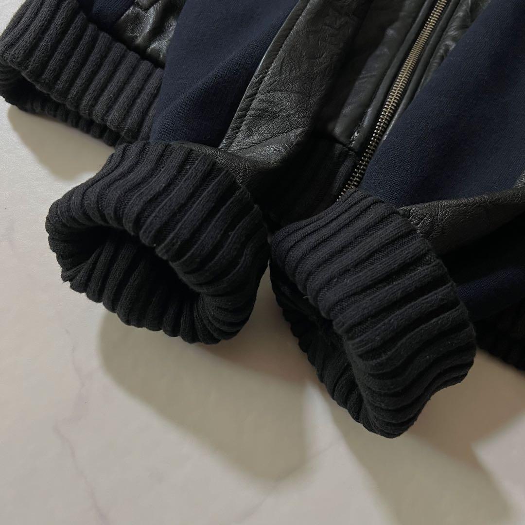 ドルチェアンドガッバーナ レザージャケット ニット スウェット切替 50サイズ