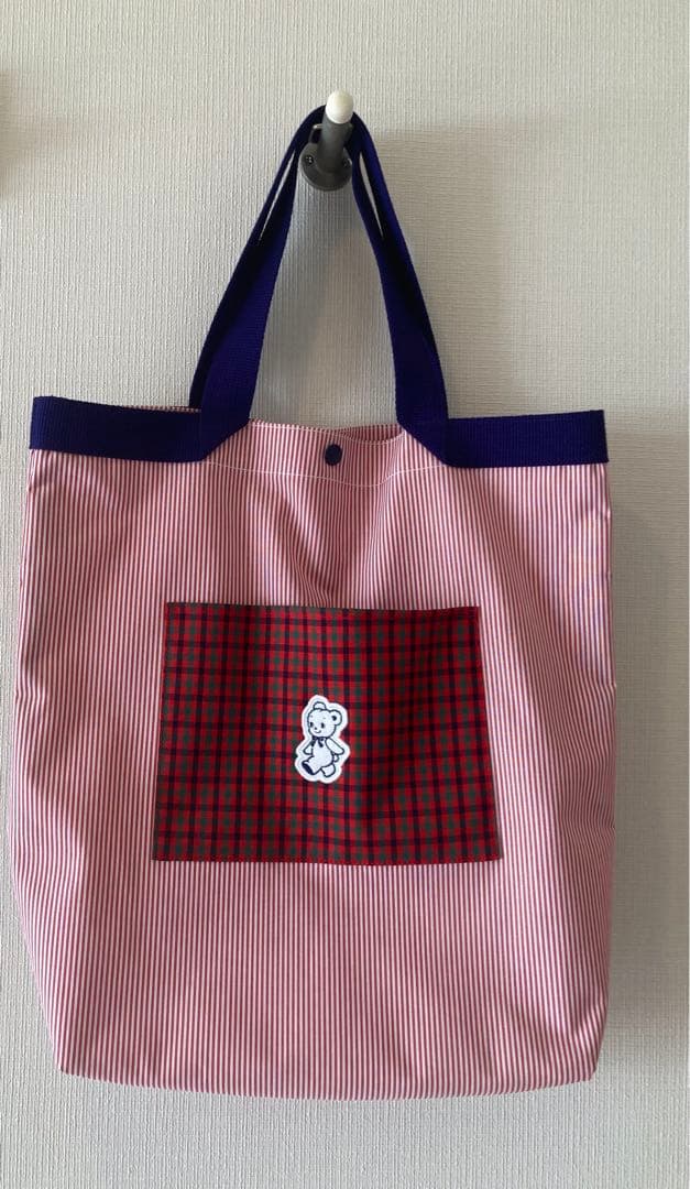 【familiar】みらい百貨店　トートバッグ　赤チェック