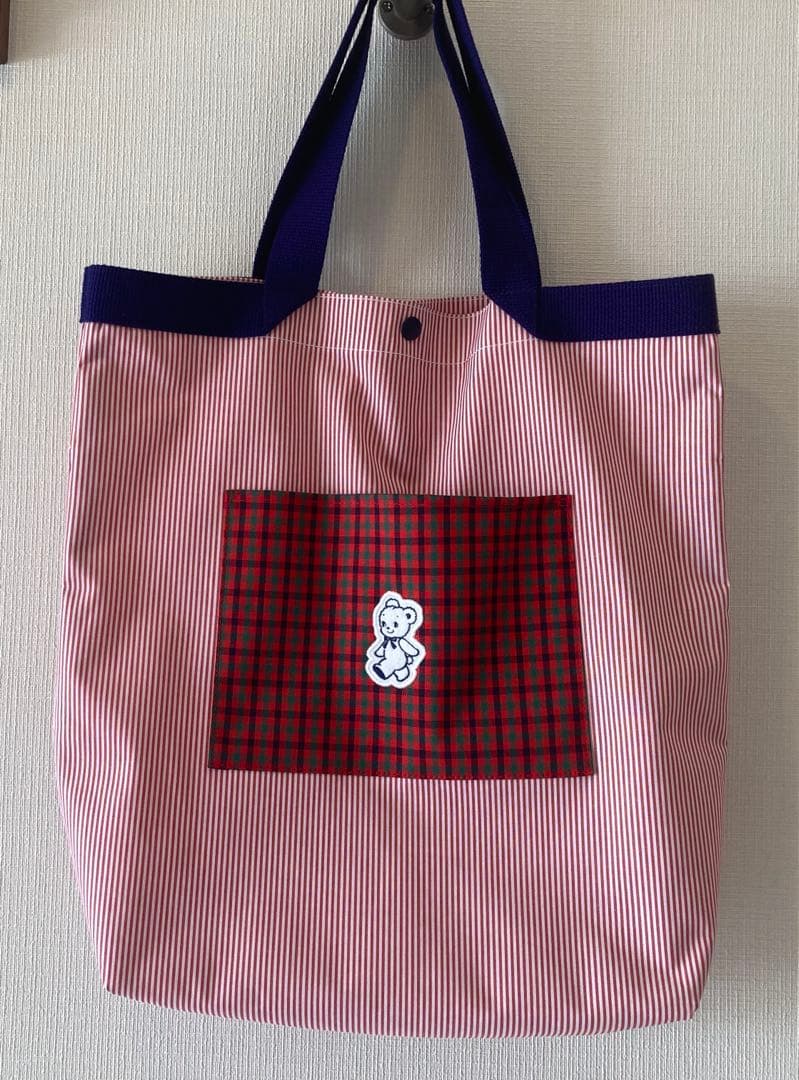 【familiar】みらい百貨店　トートバッグ　赤チェック