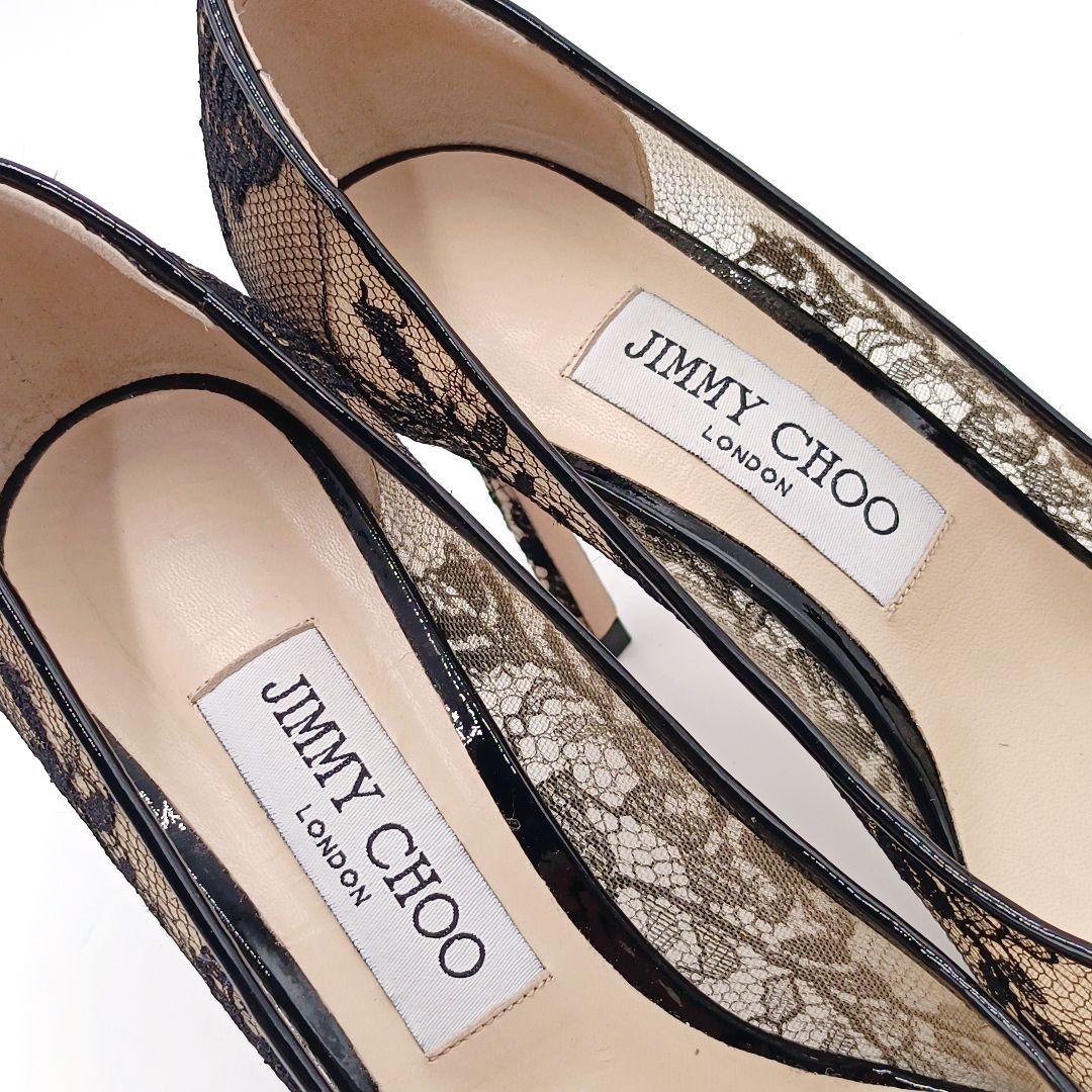 【美品】ジミーチュウ レース ハイヒール ロミー 38 黒 Jimmy Choo