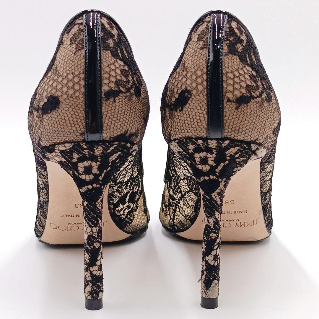 【美品】ジミーチュウ レース ハイヒール ロミー 38 黒 Jimmy Choo