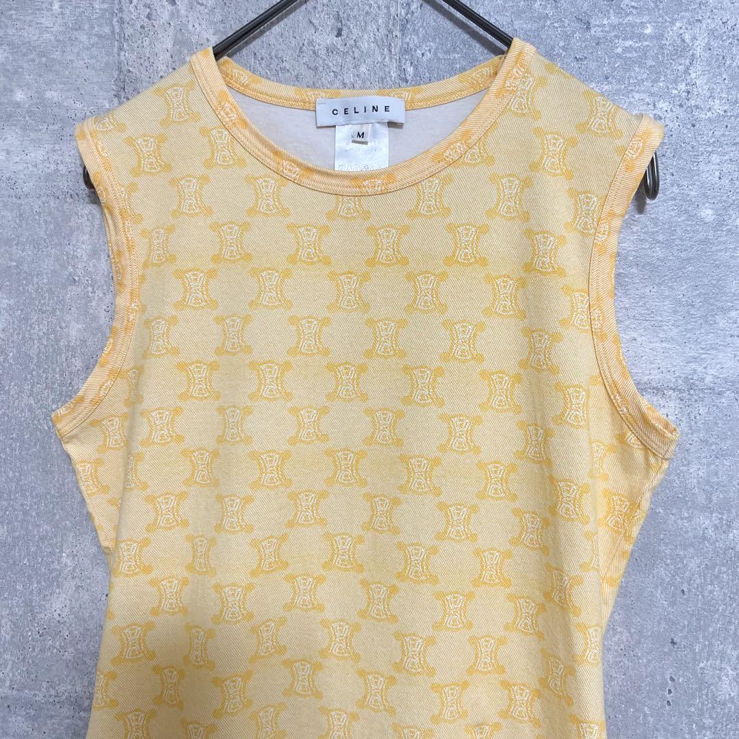 美品 CELINE ノースリーブ タンクトップ マカダム インナー総ロゴセリーヌ