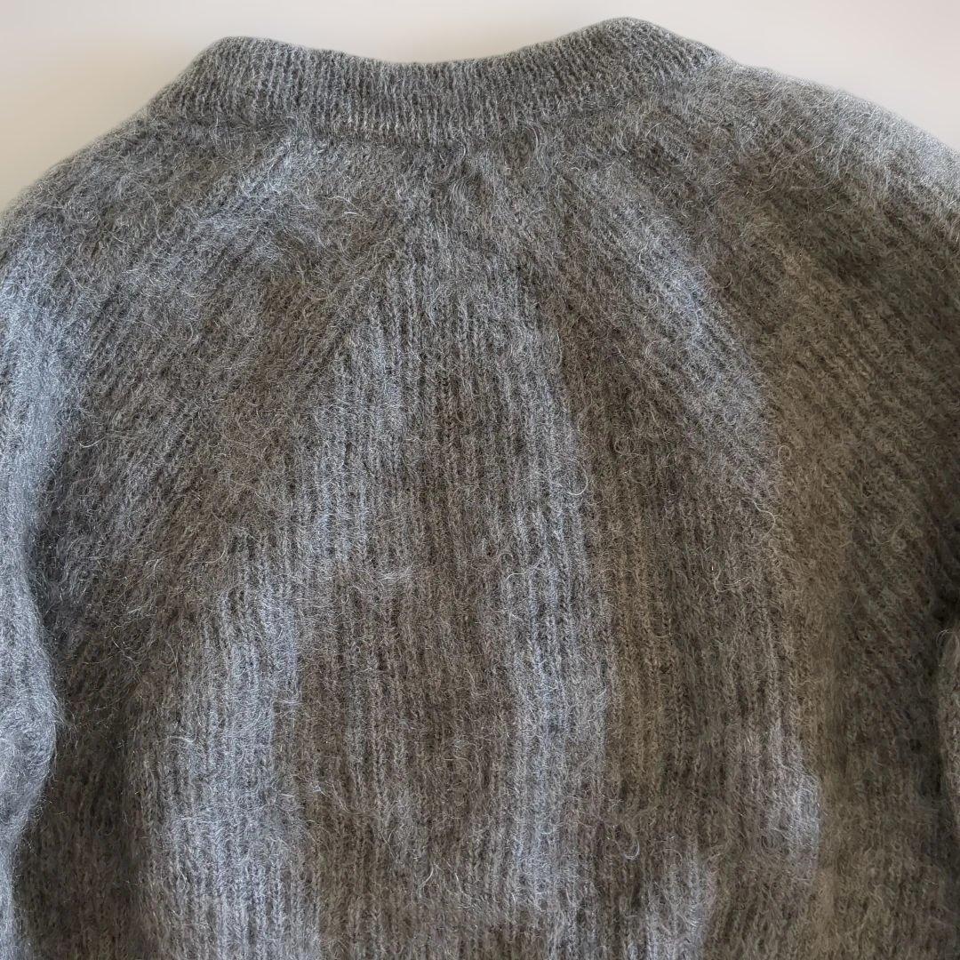 バトナー ニット モヘヤ混 シグネチャー クルーネック グレー 2