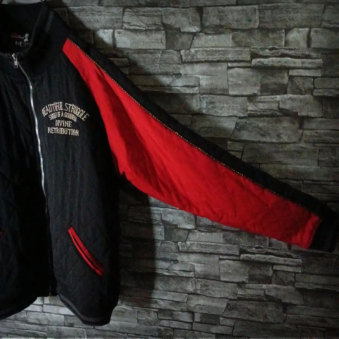 圧巻の大迫力☆抜刀娘キルティングスカジャン バイカラー 刺繍和装美人 バックロゴ