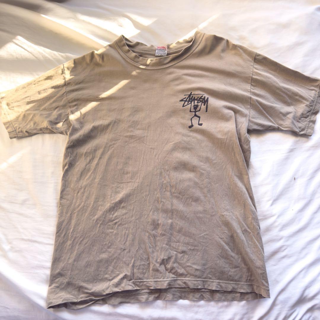 90s OLD STUSSY シャドーマン Tシャツ 白タグ カーキ　USA