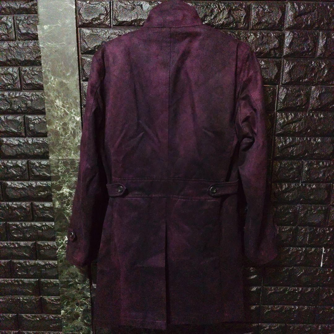 未使用に近い　トルネードマートダークパープルスエード調ムラ染めコートライナー付き