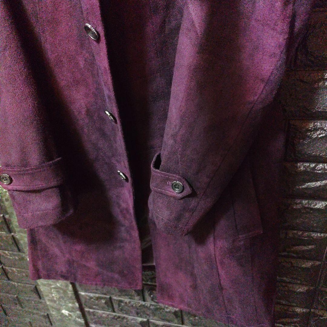 未使用に近い　トルネードマートダークパープルスエード調ムラ染めコートライナー付き