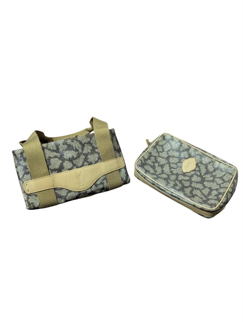 美品 イヴサンローラン ボストンバッグ ポーチ セット ジラフ柄 ヴィンテージ