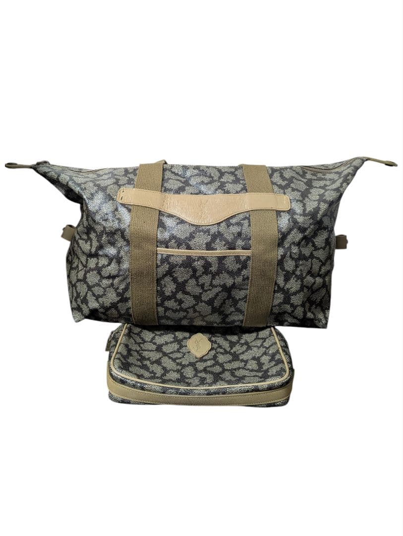 美品 イヴサンローラン ボストンバッグ ポーチ セット ジラフ柄 ヴィンテージ