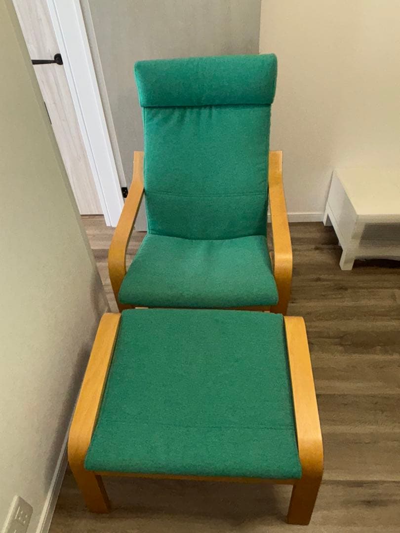 イケア ポエング アームチェア パーソナルチェア＆オットマン　グリーン