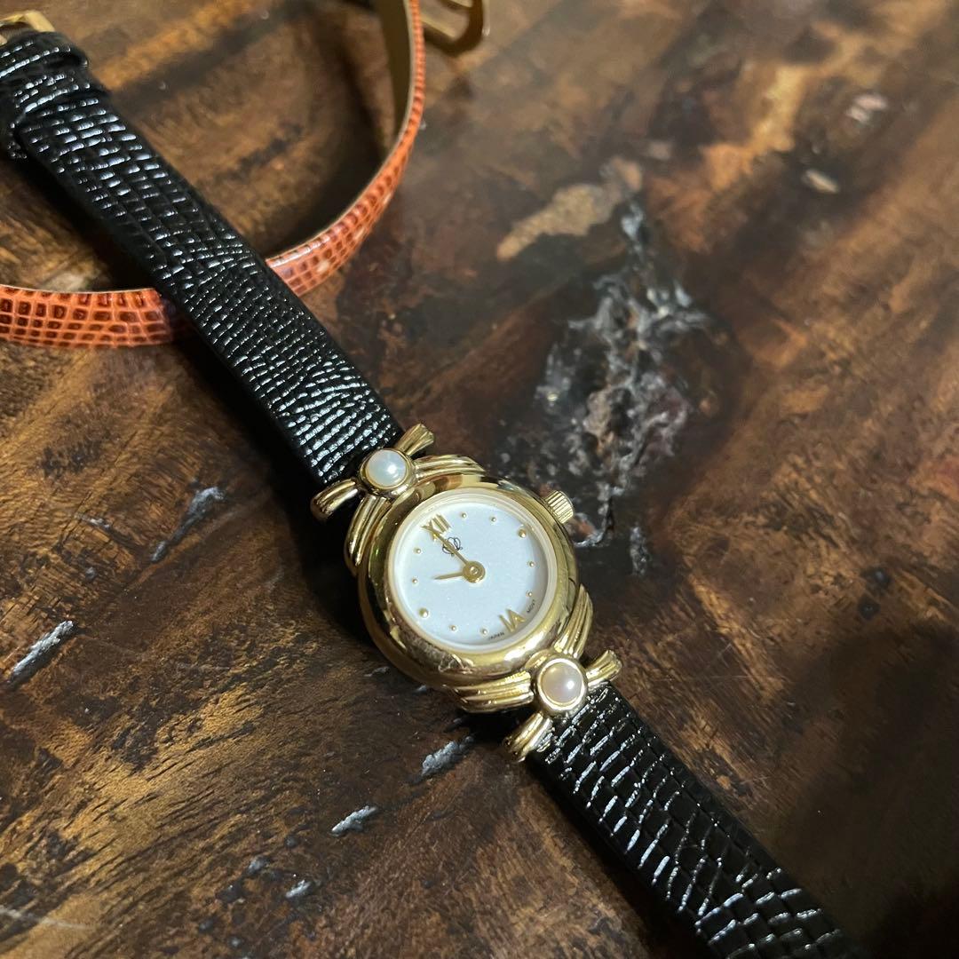 MIKIMOTO パール ウォッチ 腕時計 GP 革ベルト シェル文字盤