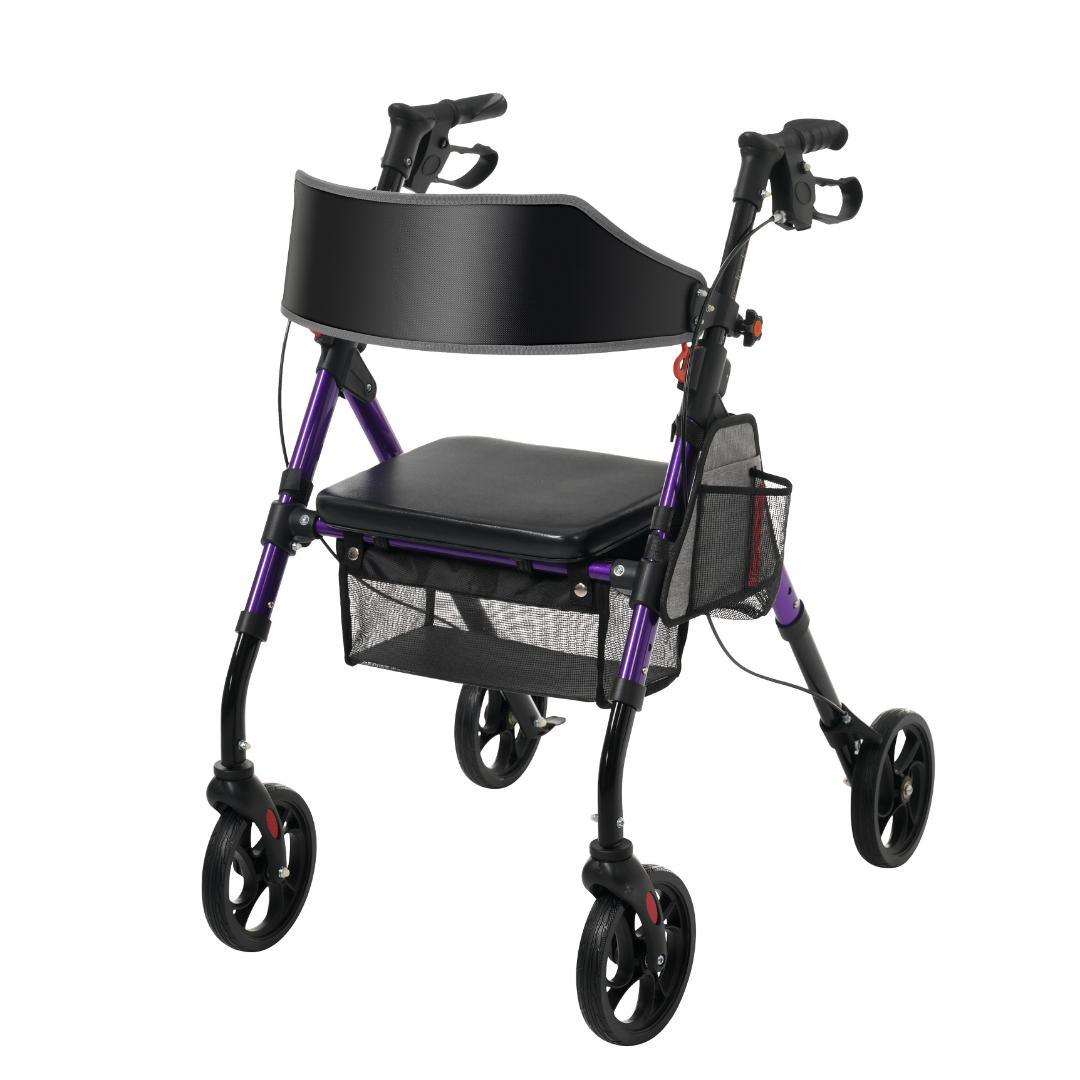 歩行器 歩行車 シルバーカー 室外用 6段階高さ調整 折りたたみ可能 座面付き