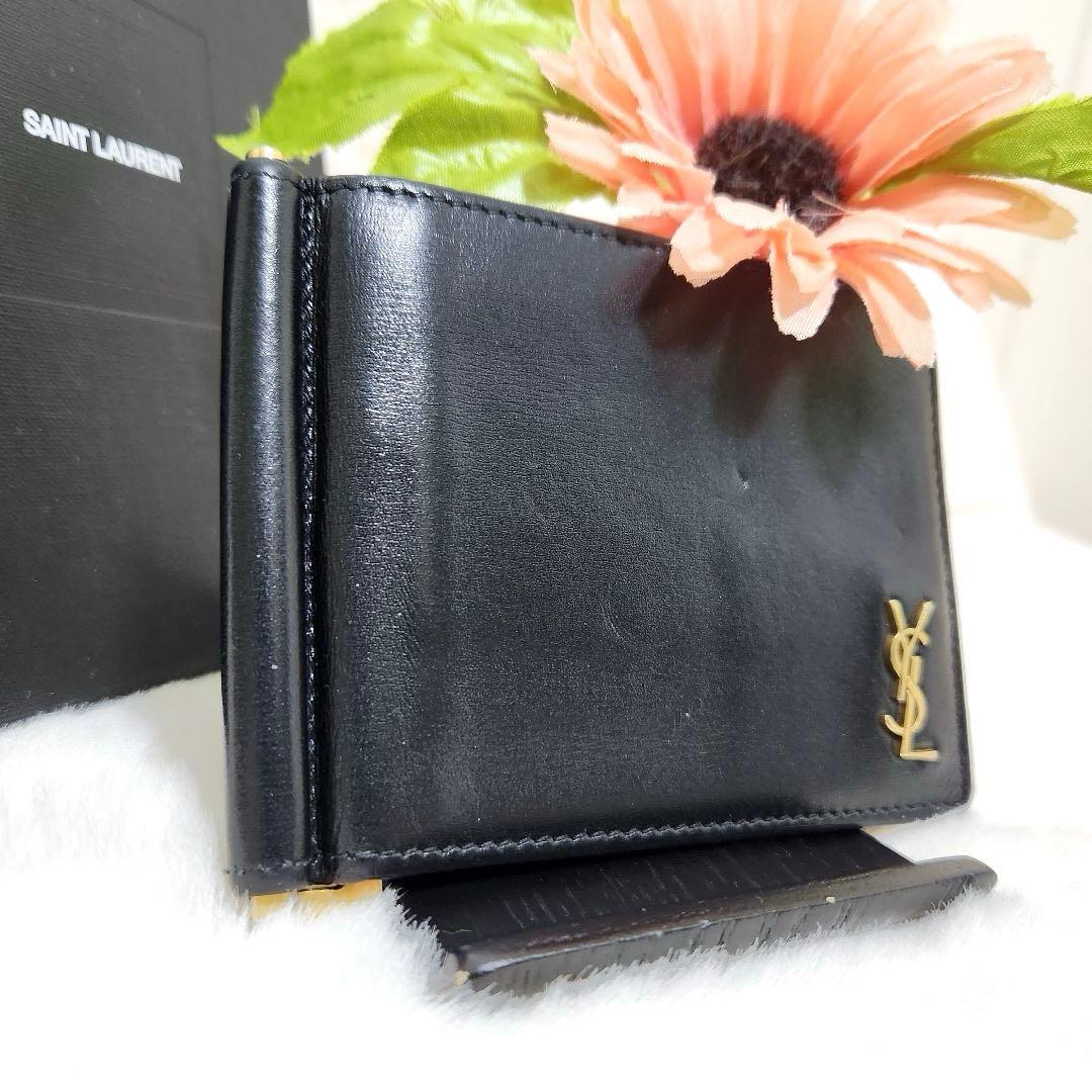 ✨極美品　付属品完備✨サンローラン　マネークリップ　カサンドラ　ブラック　レザー
