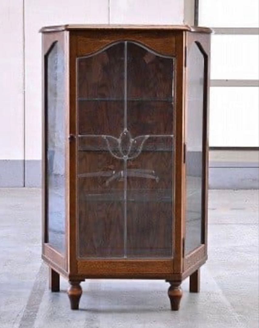 三越家具　ブルージュ Brugge ステンドグラス キャビネット オーク材 英国