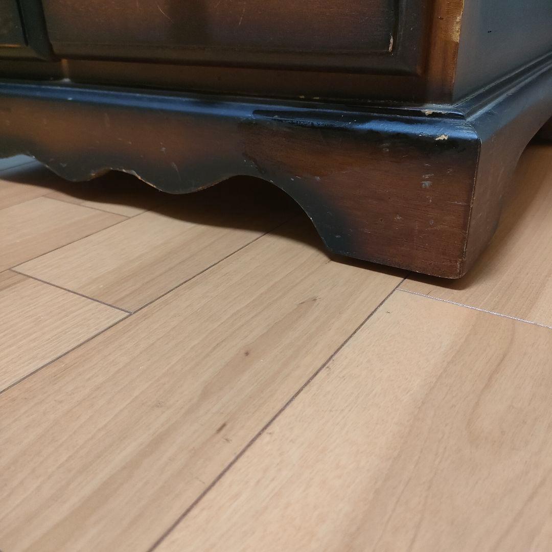 【レトロヴィンテージ】木製チェスト キャビネット 電話台 収納棚 シャドー塗装